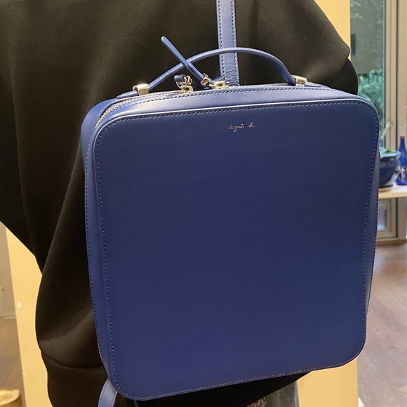 Agnes B. Square Leather Backpack - Picture 2 of 6